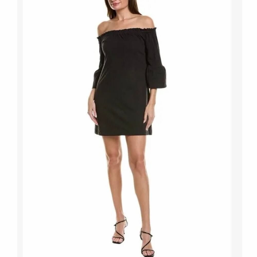 NWT Helen Jon Amelia Black Off Shoulder Bell Sleeve Mini Dress XS